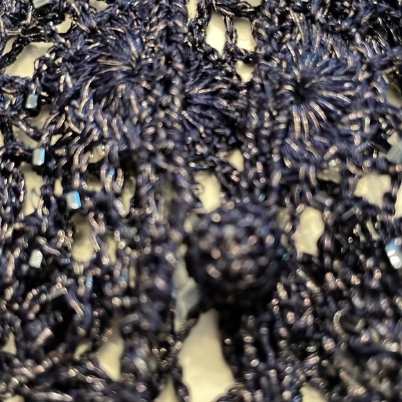 Vintage Carmen Marc Valvo navy blue crochet sweater size 8 - Picture 2 of 5